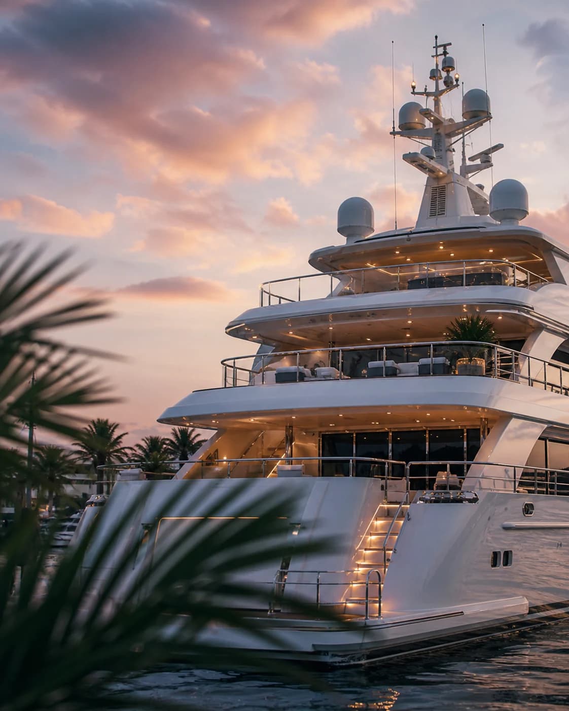 A superyacht under way in open water